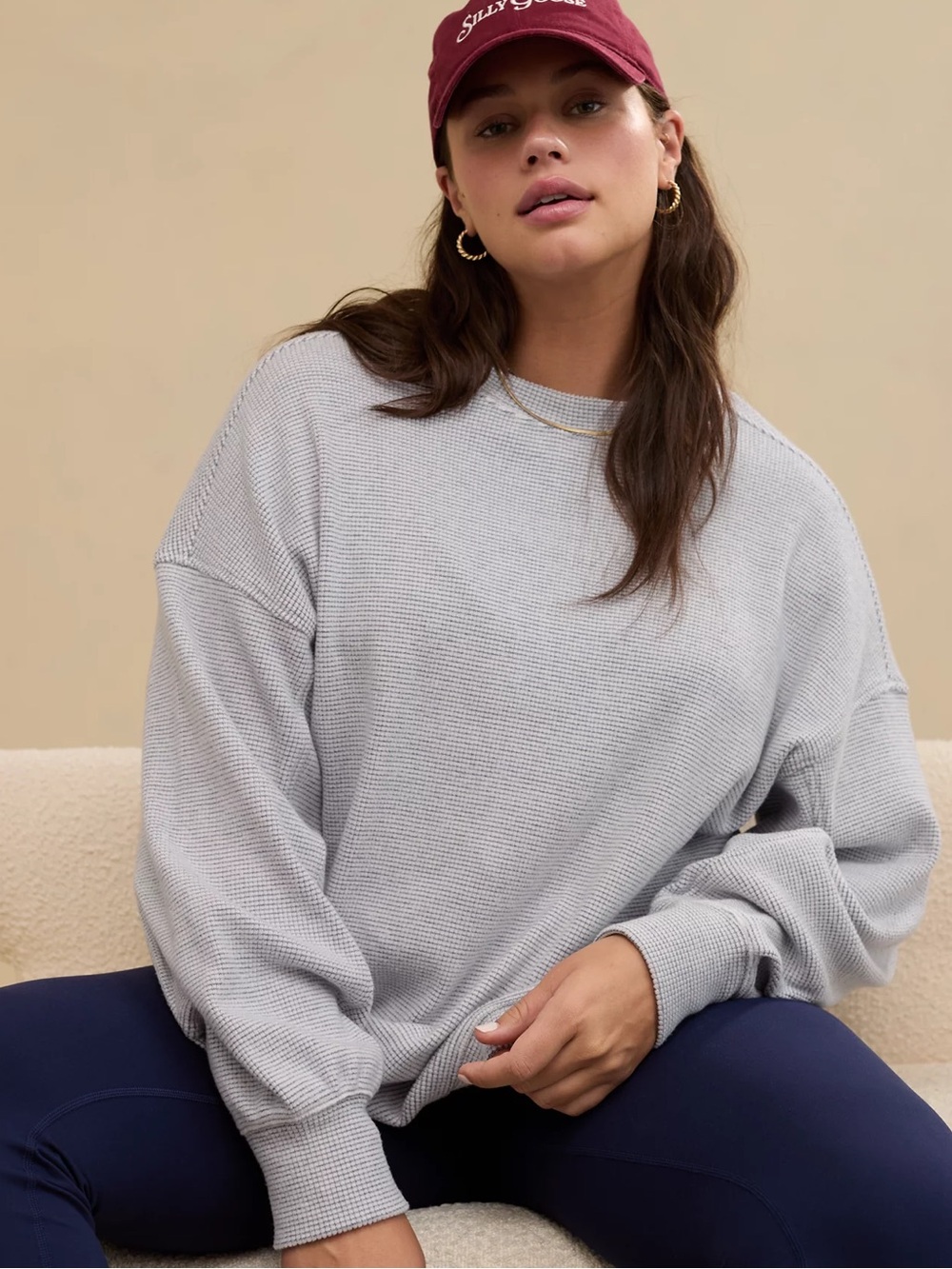 Aerie Getaway Waffle Pullover Medium